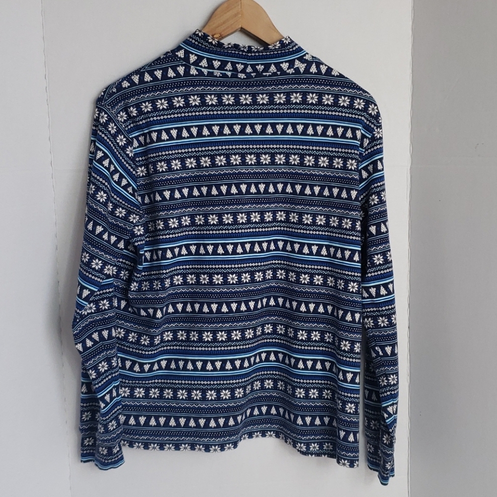 Lands' End Women's Blue White Floral Striped Top - Picture 2 of 9